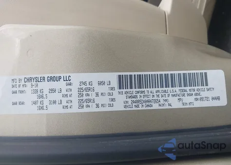 2010 Chrysler Town & Country Touring из США, поврежденный, VIN 2A4RR5DX0AR472654